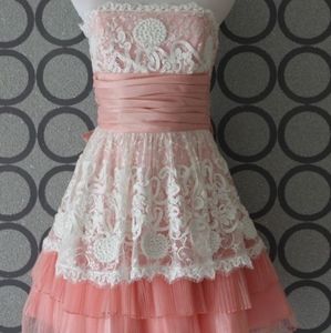 Betsy Johnson Pink and White Lace Dress